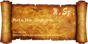 Matejka Szabina névjegykártya